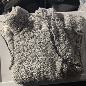 Cozy Gray Sherpa Fleece Pullover